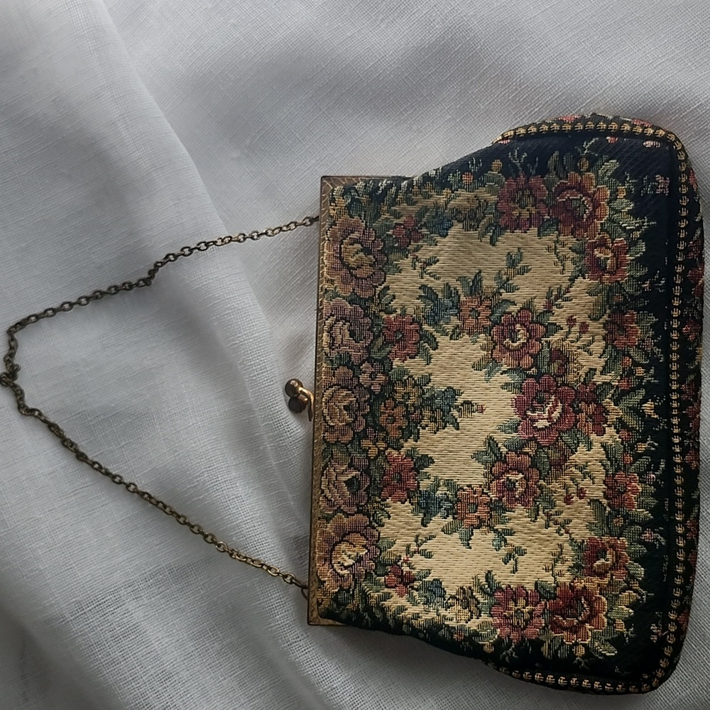 Vintage French Hand Made Floral Petite Point Tapestry Evening Bag, $45 - Picture 10 of 10